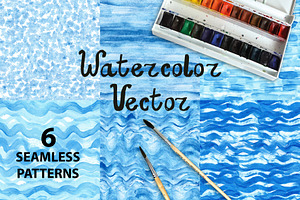 Vector Blue.Watercolor patterns