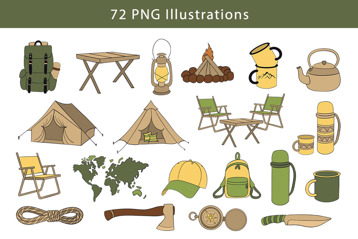 Camping Clipart Set, a Decorative Illustration by Mari_Caliart (Photo 2 of 15)