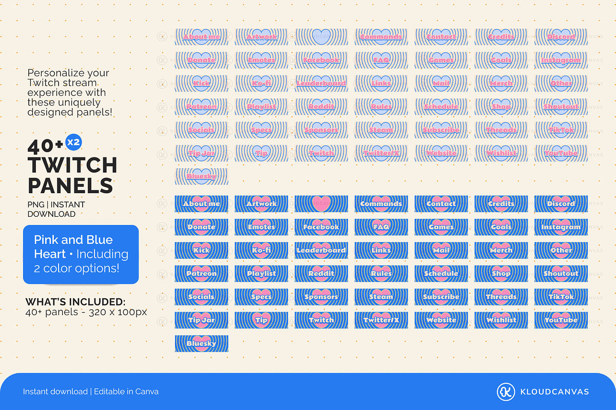 Twitch Panels - Pink and Blue Heart, a Social Media Template by KloudCanvas (Photo 2 of 3)