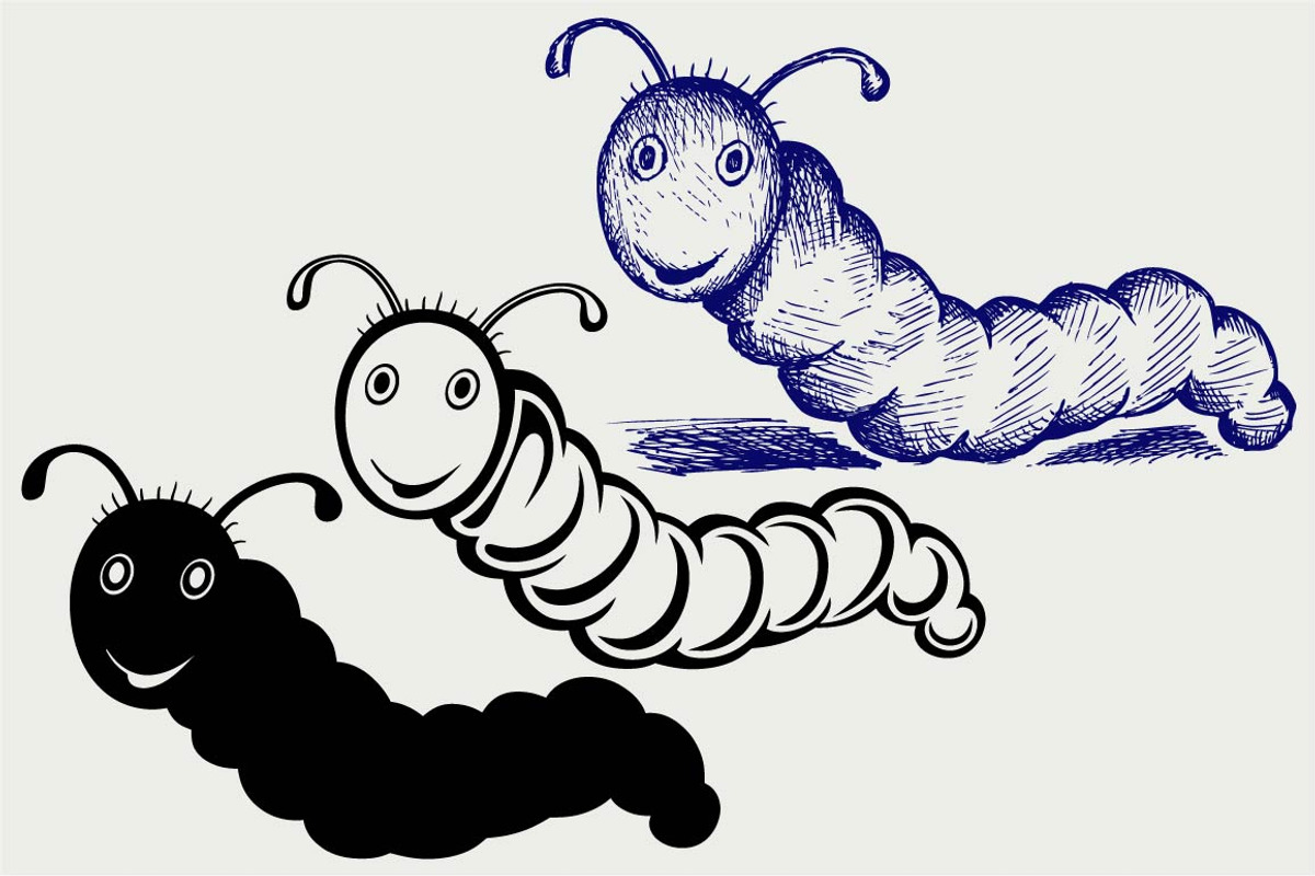 Caterpillar cartoon SVG, an Outline Icon by LineworkStock