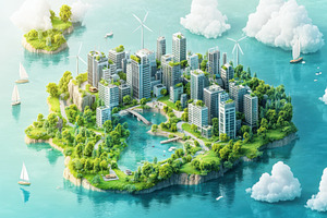 Eco City Island Sustainable Urban De, a Photo by Pixeness Studio