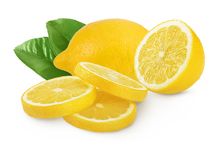Ripe lemon slices isolated on white, a Food & Drink Photo by NataPhoto