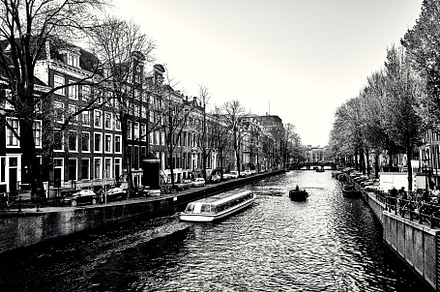 Amsterdam. Black-white cityscape.