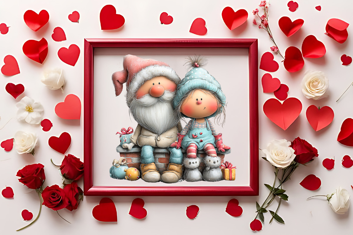 Christmas Girl and Santa Clip Art, an Illustration by RobertsArt (Photo 2 of 7)