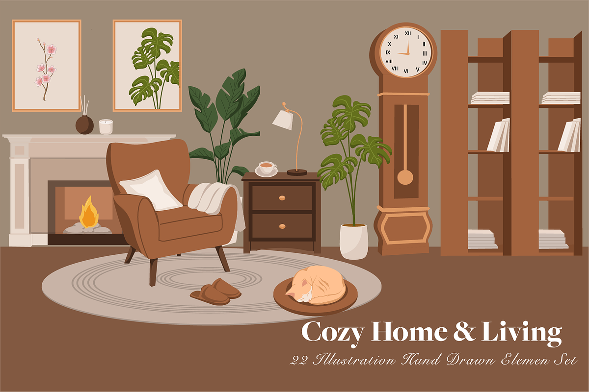 Cozy Home & Living Hand Drawn Bundle, an Object Graphic by Artnivora.Std (Photo 2 of 4)