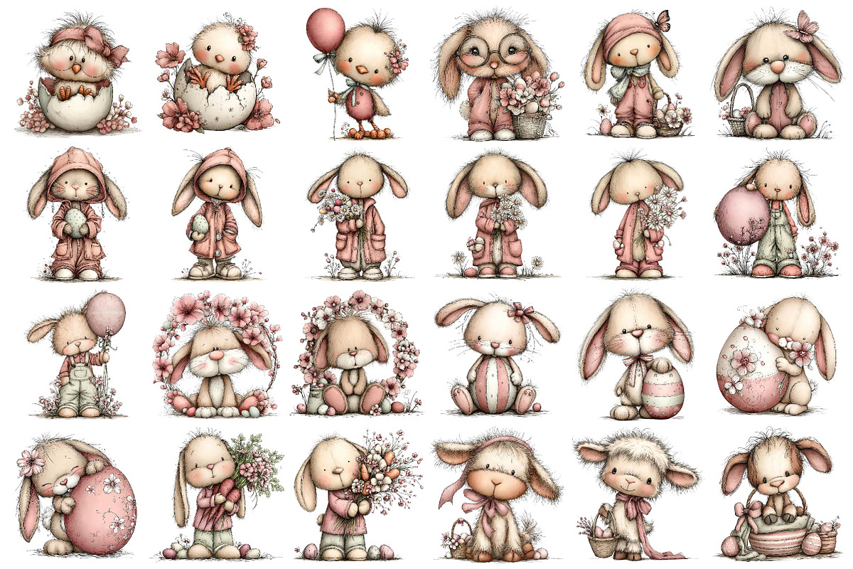 Whimsical Easter Animals Clipart, an Illustration by DreamPrint404 (Photo 6 of 7)