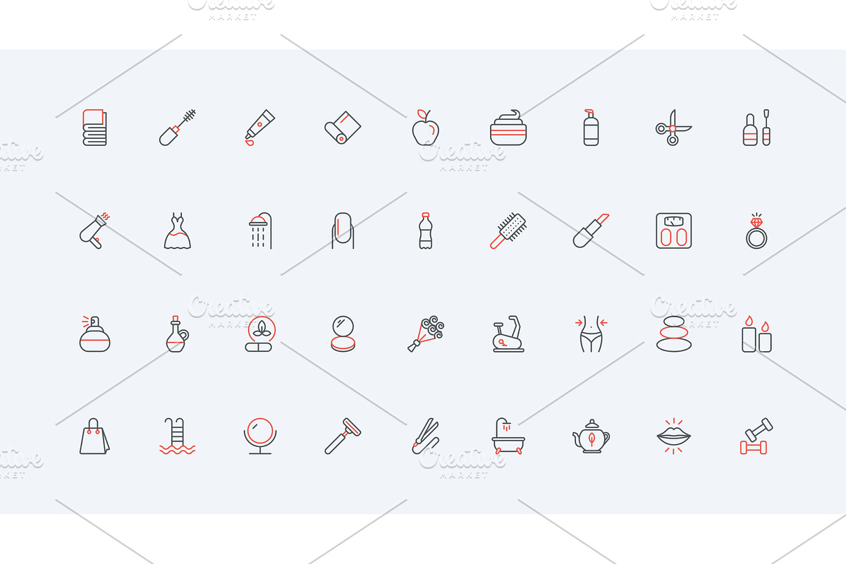 Cosmetics perfume body face icons, an Object Illustration by Lemberg Vector