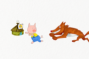 Three little pigs wolf watercolor, a Graphic by Eomoiart (Thumbnail 2 of 3)