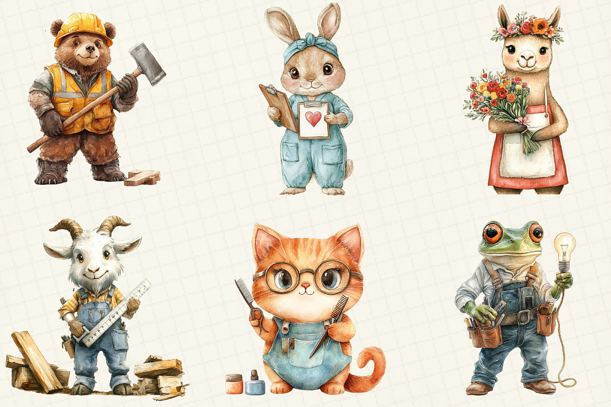 Labor Animals Clipart, an Illustration by OK Design