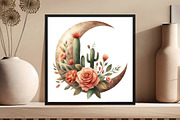 Watercolor Boho Moon Floral Clipart, an Illustration by DreamCafeArt (Thumbnail 4 of 5)