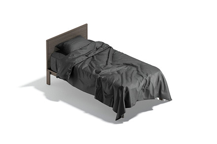 Black Wooden Single Bed 3D Model, an Object 3D Model by rebrandy