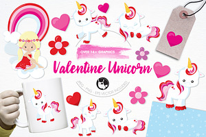 Valentine Unicorn Illustration Pack