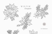 WINTER FLORAL Christmas line art set, a Decorative Illustration by Madiwaso (Thumbnail 3 of 9)