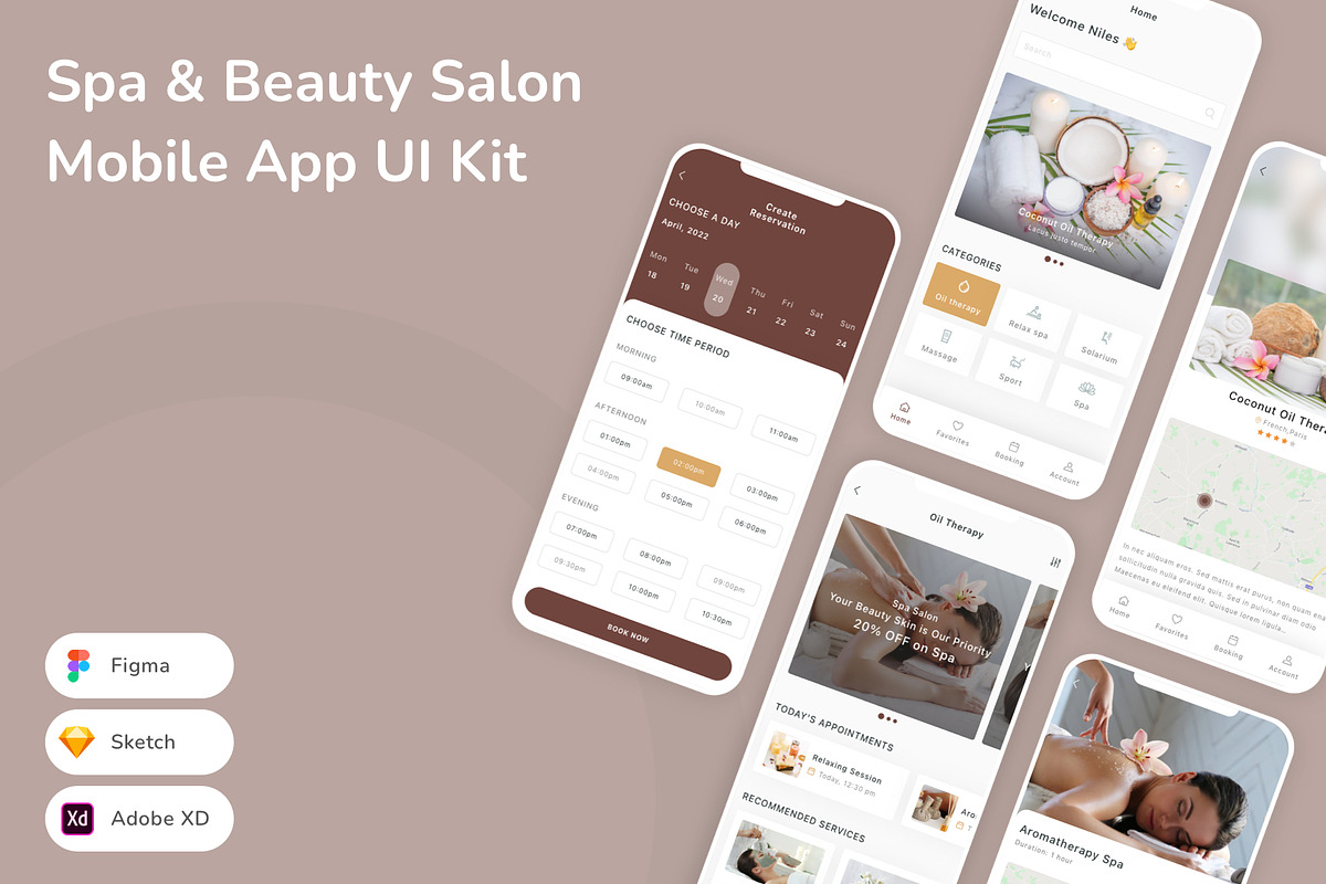 Spa & Beauty Salon Mobile App UI Kit, an UI Kit Template by Betush