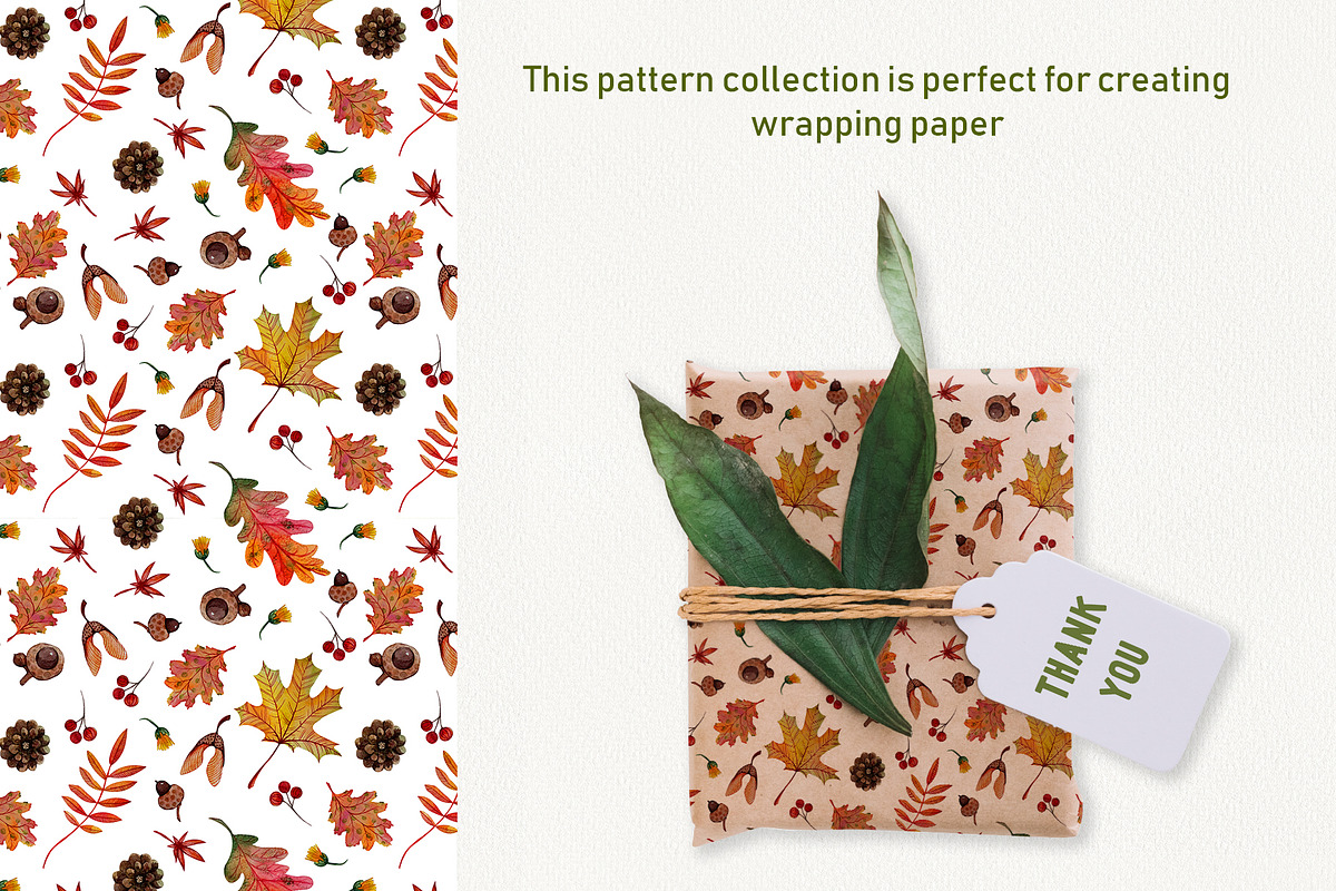 Watercolor Autumn Pattern and Frames, an Object Graphic by Dina Guiter (Photo 5 of 14)