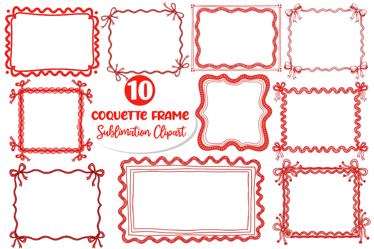 Coquette Frame Clipart Sublimation, an Illustration by Dream Creation (Photo 1 of 3)