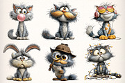 Whimsical Funny Cat Clipart, an Illustration by Dream Creation (Thumbnail 2 of 6)