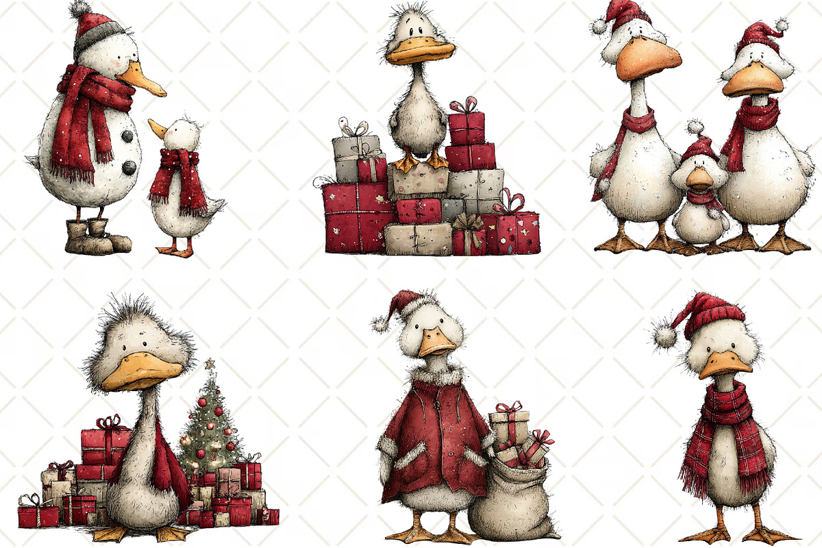 Christmas Duck Clipart, an Illustration by Black Bird Studio (Photo 3 of 6)