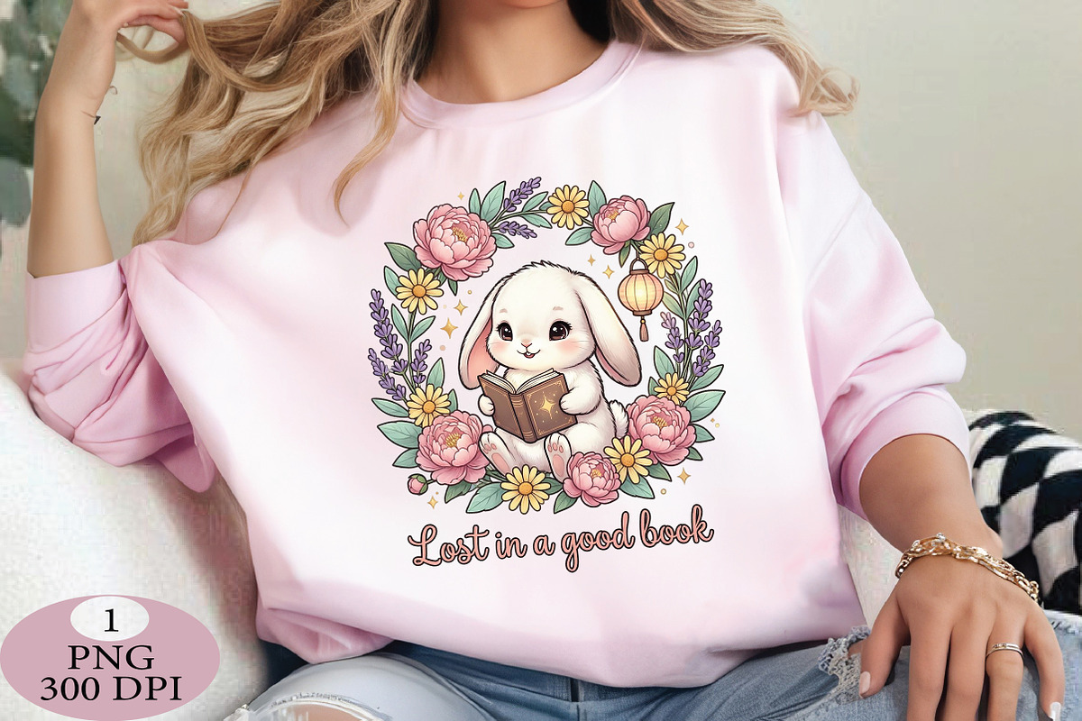 Lost in a Good Book Bunny PNG, an Illustration by Daily.Designs (Photo 3 of 5)