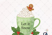 Let It Snow Christmas Coffee PNG, an Illustration by Creative Art (Thumbnail 1 of 6)