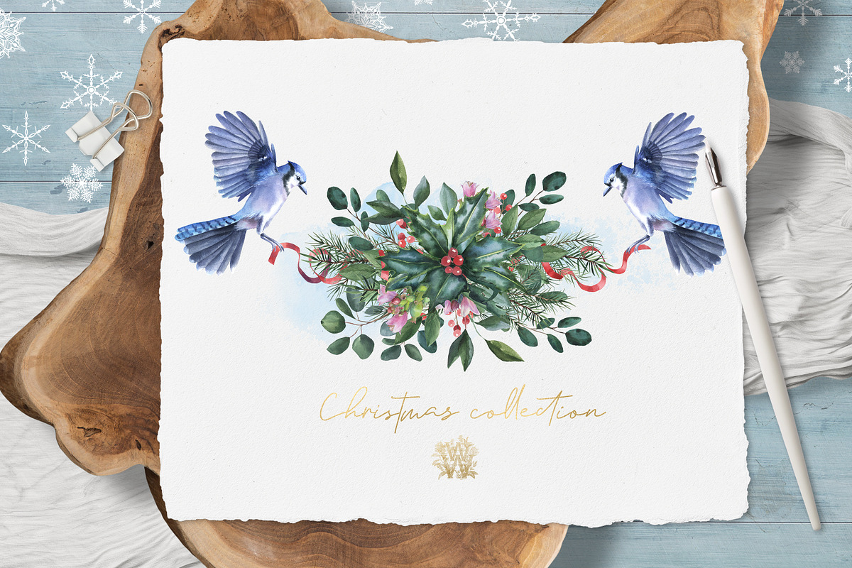 Watercolor Christmas clip art set, an Illustration by WonderWonder (Photo 4 of 21)