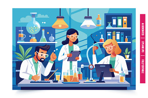 Chemistry Lab Collaboration, an Illustration by Tanuart