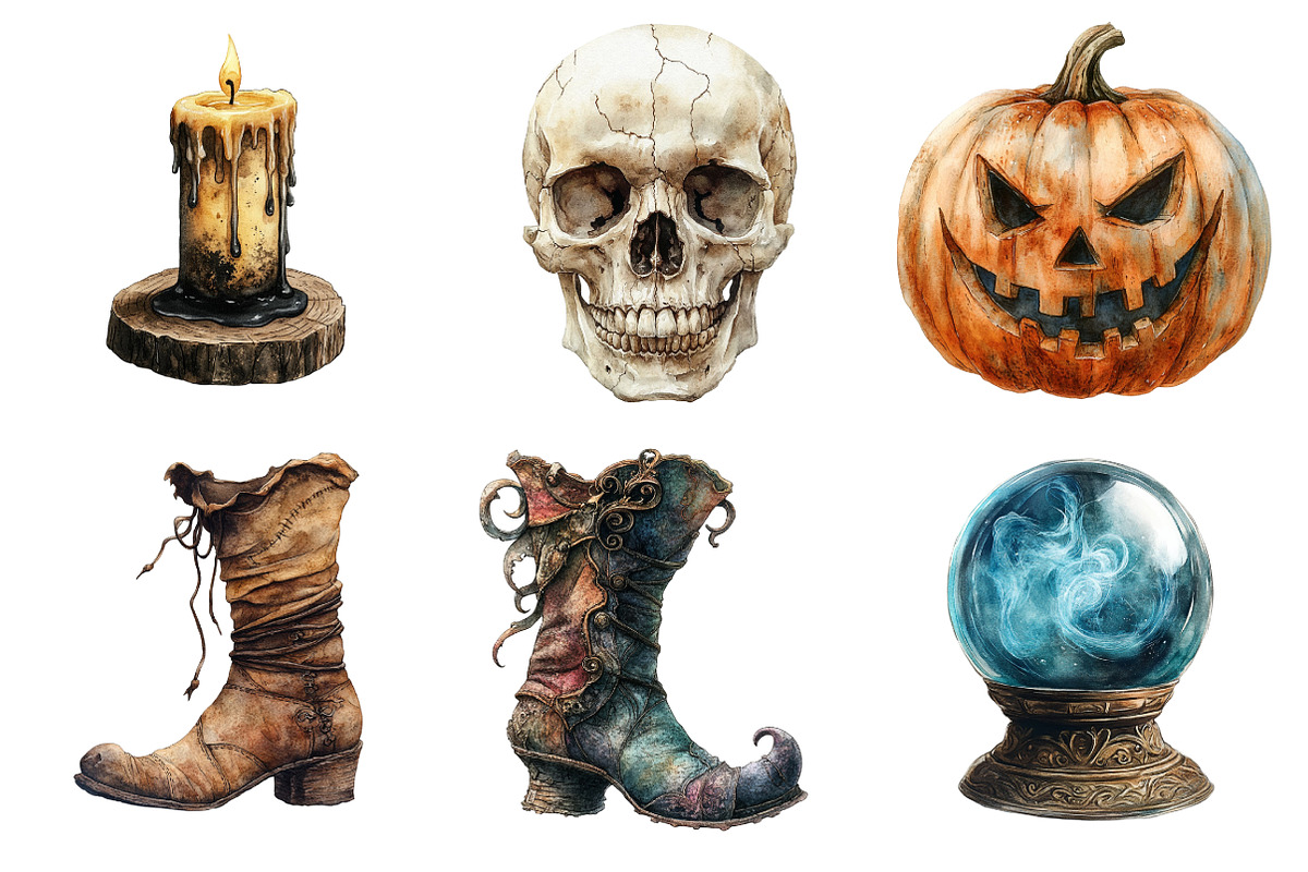 Vintage Halloween Clipart, an Illustration by SinaCreation (Photo 3 of 5)