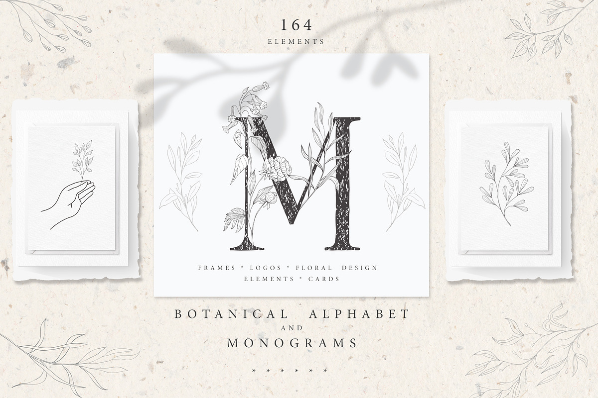 Botanical Alphabet & Monograms., a Decorative Illustration by Designwork (Photo 1 of 18)