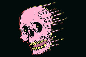 Pink skull design in liquid style