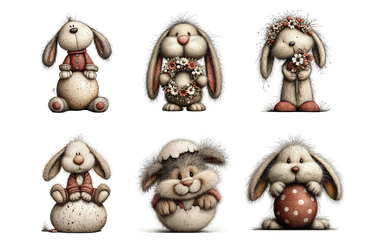 Whimsical Easter Bunny Clipart, an Illustration by SinaCreation (Photo 4 of 11)