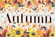 Autumn Watercolor Seamless Borders, an Illustration by NATASHA CHU (Thumbnail 1 of 4)