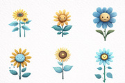 Whimsical Sunflower Summer Clipart, an Illustration by DreamArtGraphic (Thumbnail 4 of 8)