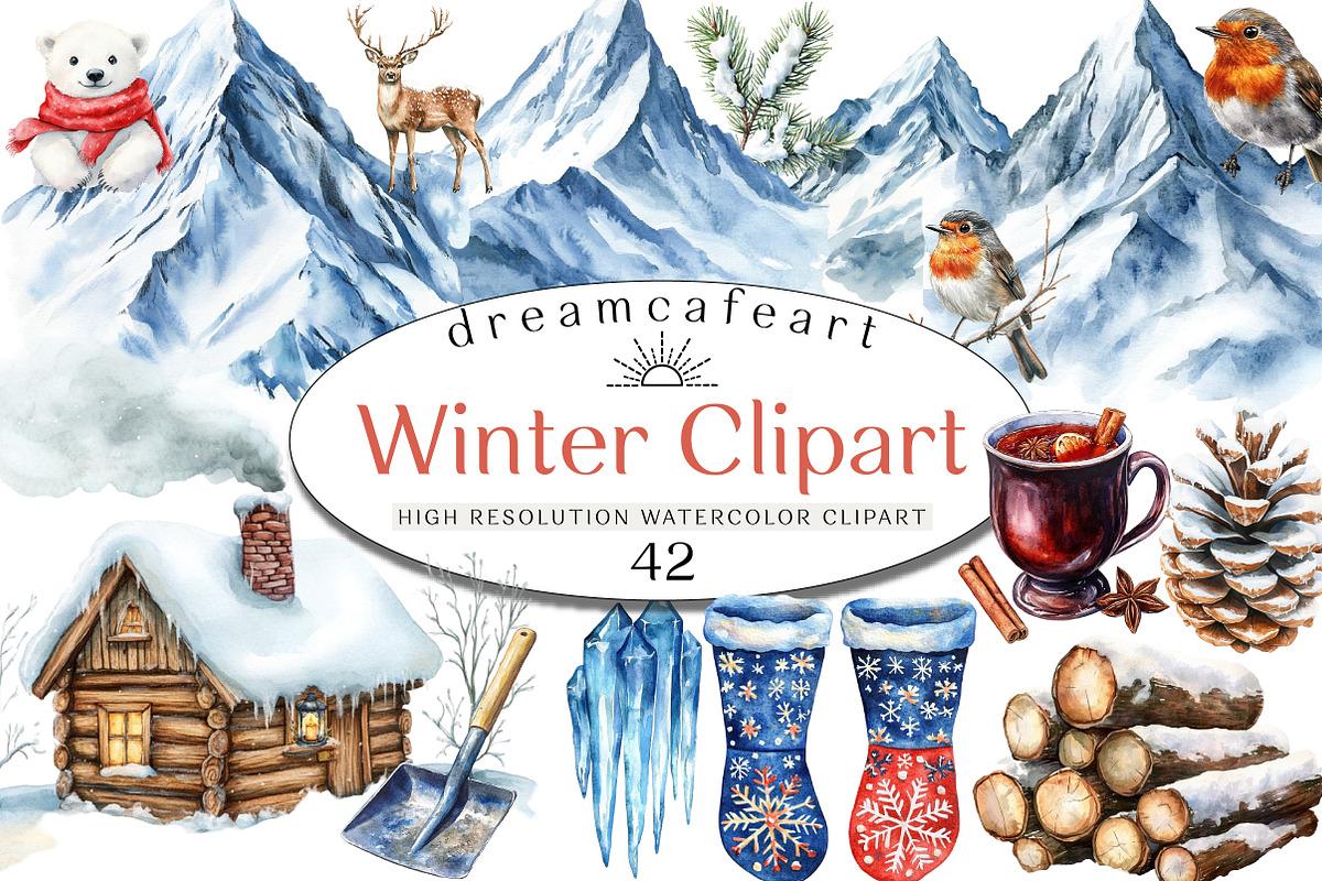 Winter Clipart, an Illustration by DreamCafeArt (Photo 1 of 5)