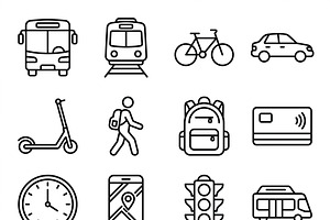 43 Daily Commuting Icon Set