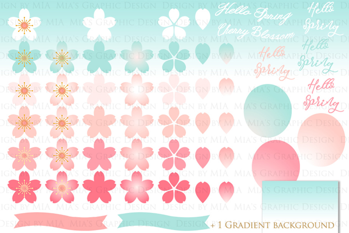 Cherry Blossom Flower Set, an Illustration by Mia's Graphic Design (Photo 5 of 9)