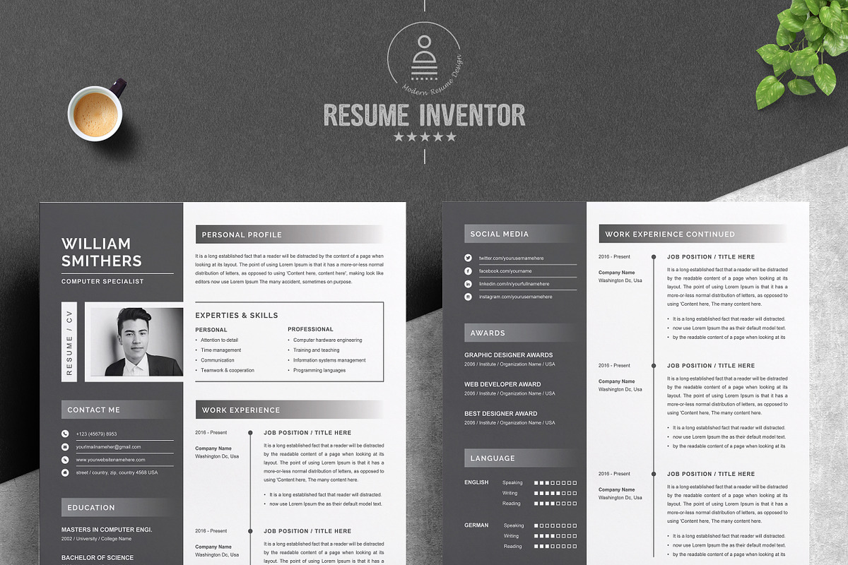 Resume Template, a Resume Template by ResumeInventor (Photo 2 of 6)