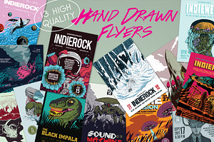 13 Hand Drawn Indie Music Flyers