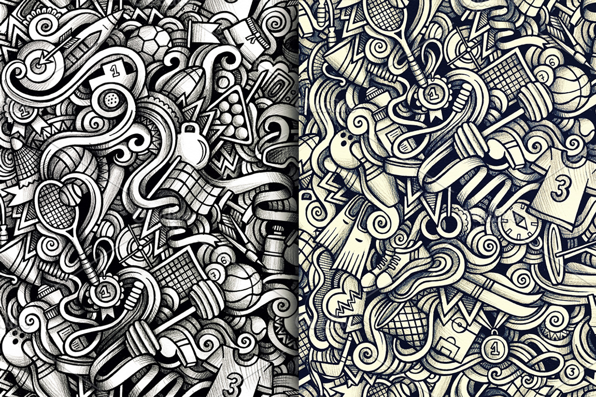 Sport Graphic Doodles Patterns, a Pattern Graphic by BALABOLKA (Photo 5 of 6)