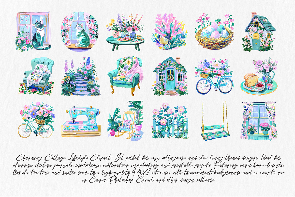 Cottage Lifestyle Clipart Set, an Illustration by Libby Wishes (Photo 4 of 4)