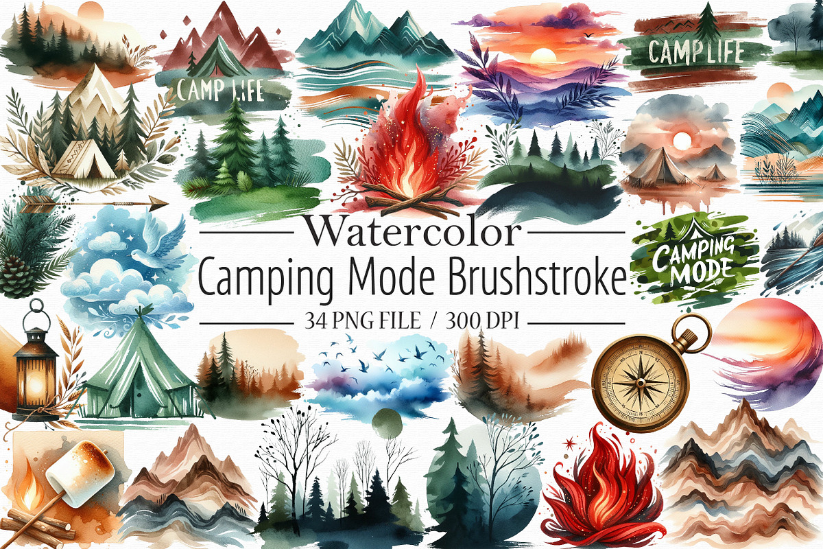 Camping Mode Brushstroke Sublimation, an Illustration by Libby Wishes (Photo 1 of 12)