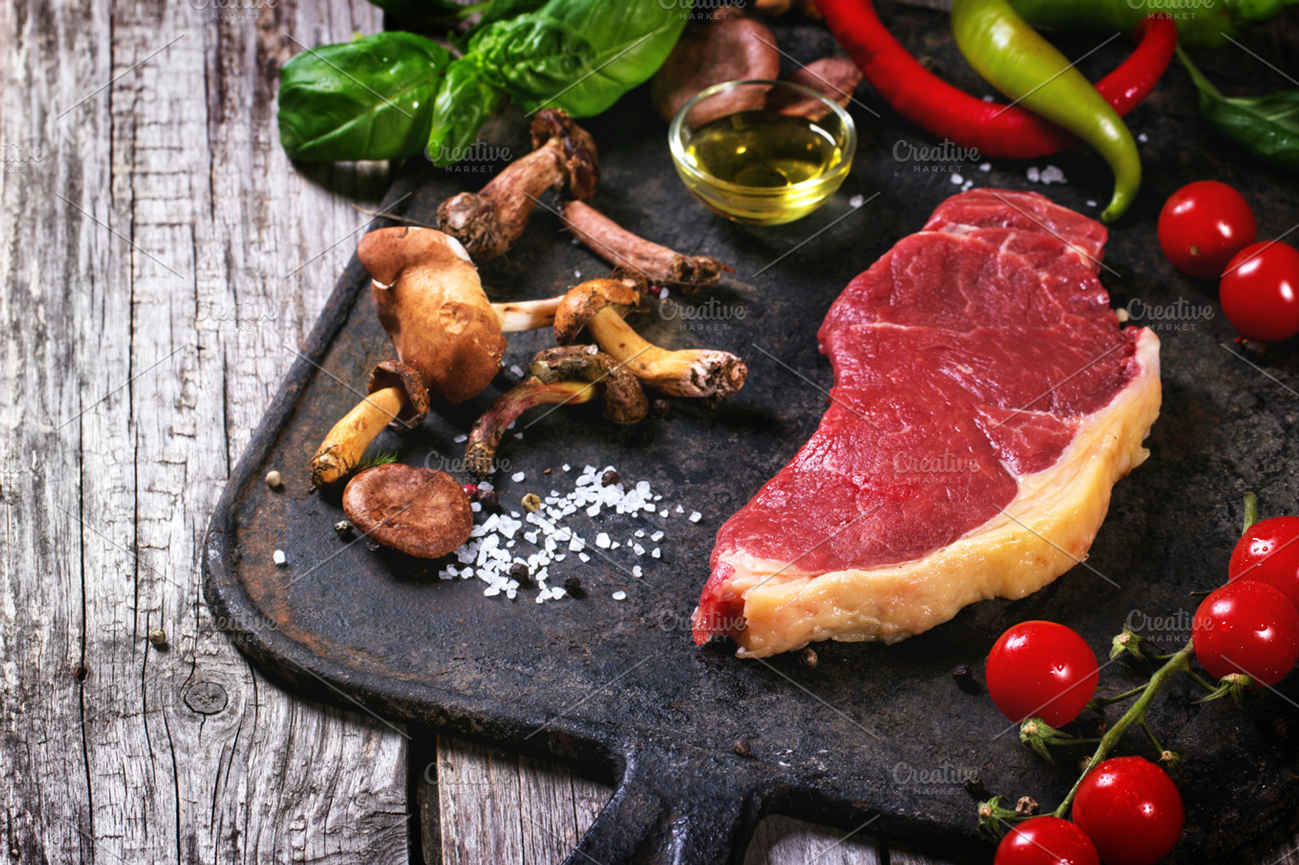 Raw steak stock photo containing steak and raw