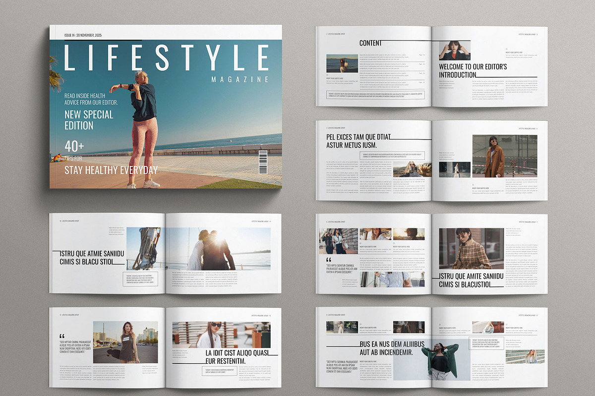 Lifestyle Magazine Layout Landscape, a Magazine Template by TemplatesForest (Photo 1 of 2)