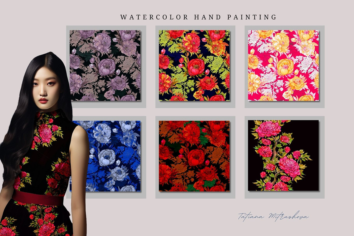 CHINESE PEONY Pattern, a Pattern Graphic by MitrushovaArt (Photo 3 of 10)