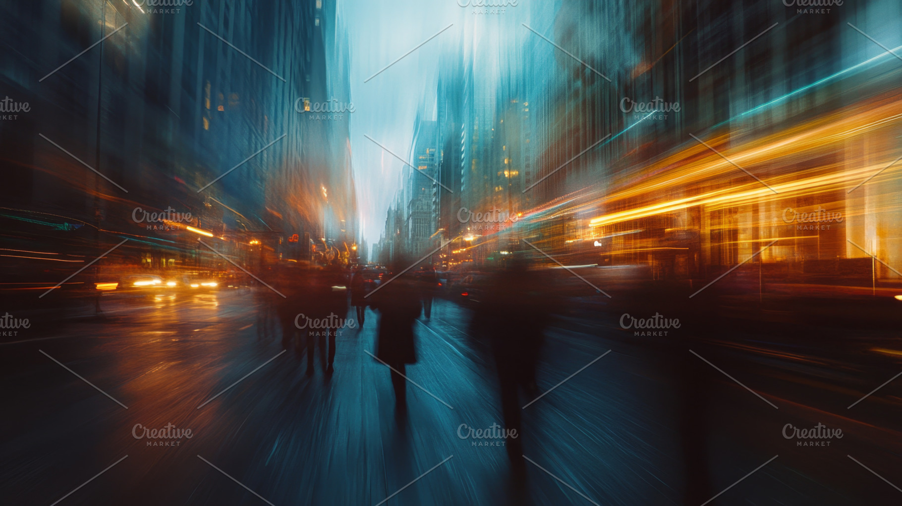 Abstract Motion Blur of a Bustling City at Night, an Abstract Photo by Natalia Klenova's Shop