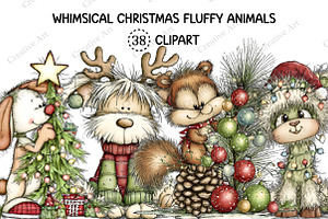 Whimsical Christmas Fluffy Animals, an Illustration by Creative Art