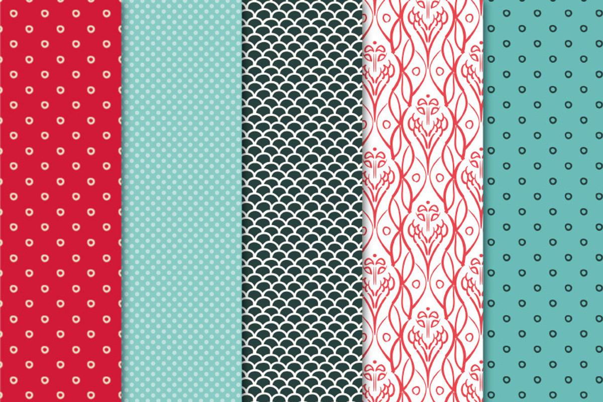 Digital Papers Red Mint preview 2