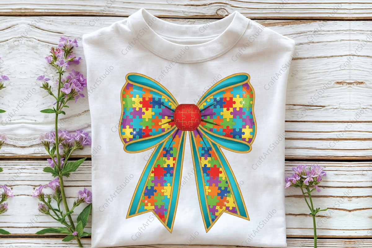 Coquette Autism Awareness Bow PNG, an Illustration by CraftArtStudio (Photo 2 of 4)