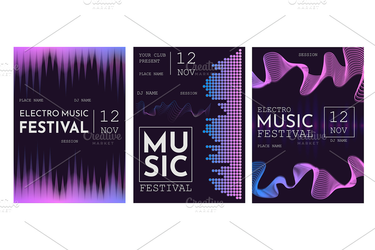 Music wave posters. Sound waves, a Technology Illustration by Stock-Smart-Start