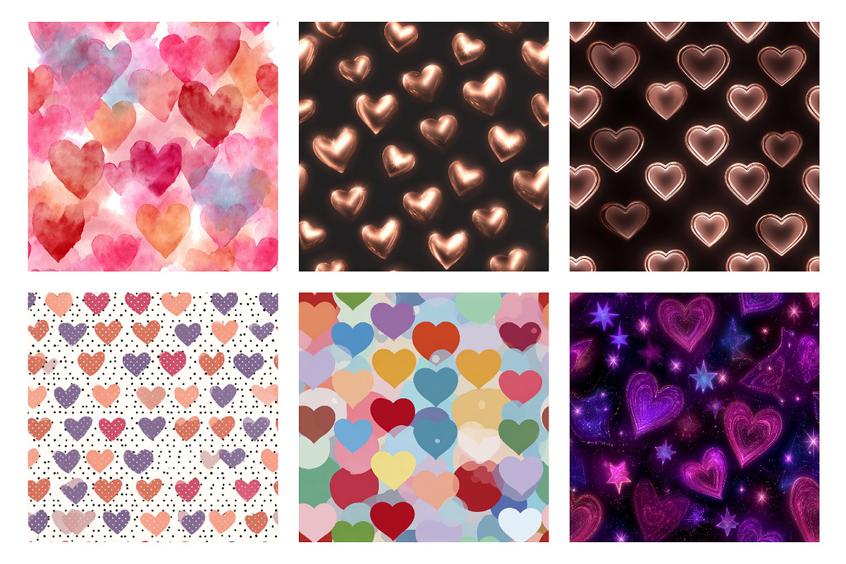 Seamless Valentines Hearts Patterns, a Texture Illustration by Dream Creation (Photo 3 of 5)