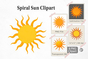 Spiral Sun Clipart, a Graphic by Artnoy